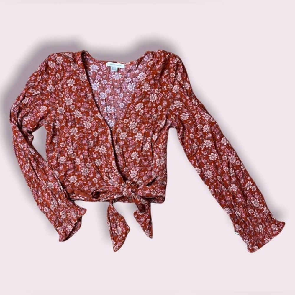American Eagle floral wrap blouse. Size M